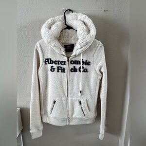 Abercrombie & Fitch Off-White Fleece Jacket